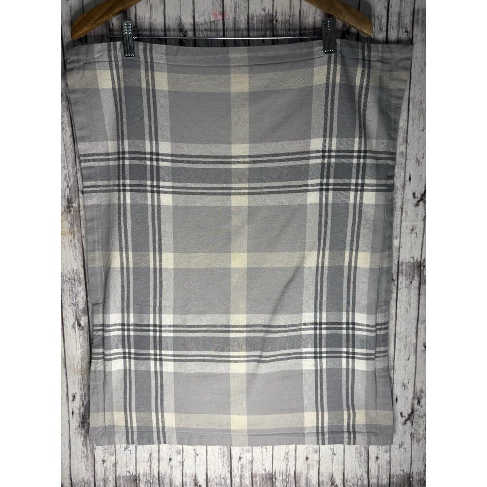 Pottery Barn‎ Turner Plaid Print Cover Gray Ivory PAIR Standard Standard Shams